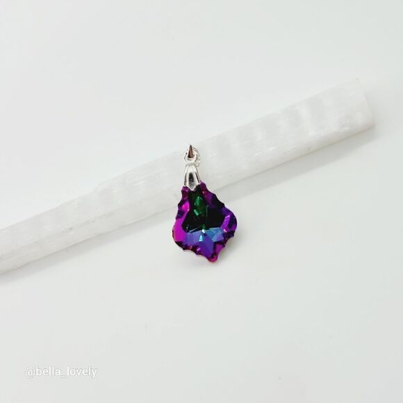 Sparkly! Faceted Multicolor Crystal Shields Pendant Color Shifting - Picture 6 of 7